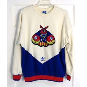 Vtg Adidas Crewneck Sweater Men M Nature Moth Wildlife Colorful 90's Retro Y2K
